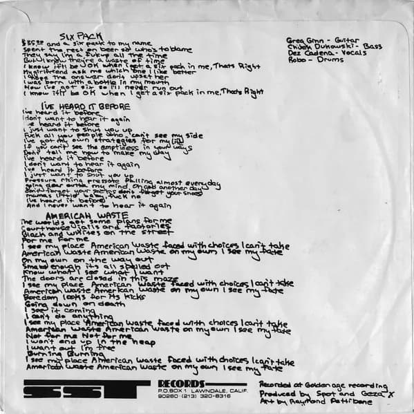 Black Flag — Six Pack