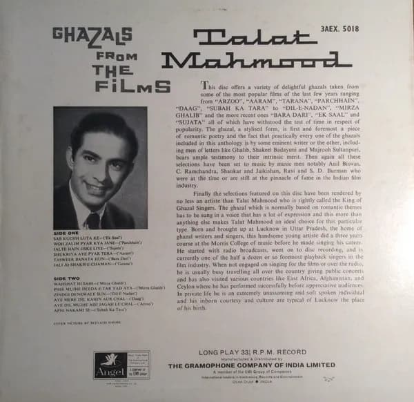 Talat Mahmood — Ghazals From The Films (The Love Songs Of Talat Mahmood)