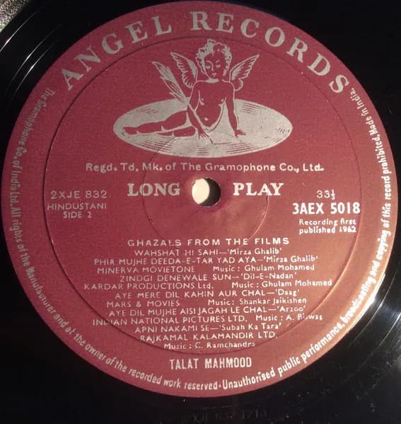 Talat Mahmood — Ghazals From The Films (The Love Songs Of Talat Mahmood)