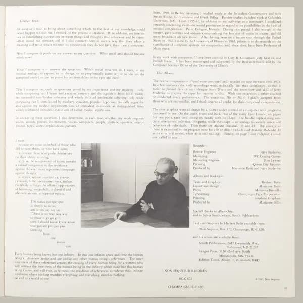 Herbert Brün — Compositions