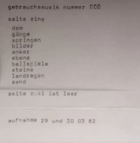 Gebrauchsmusik Nummer 000