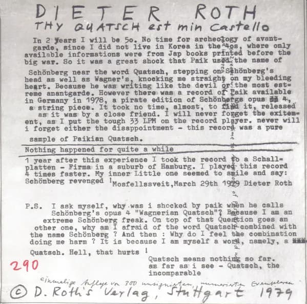 Dieter Roth (2) — Thy Quatsch Est Min Castello