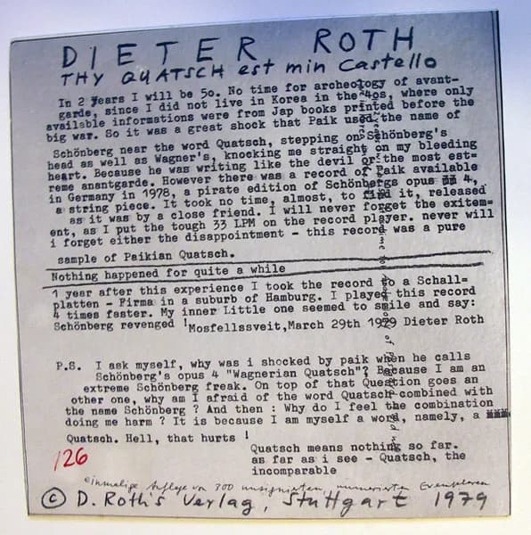 Dieter Roth (2) — Thy Quatsch Est Min Castello