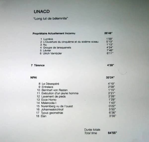 U.N.A.C.D. — Long Lut De Bélemnite