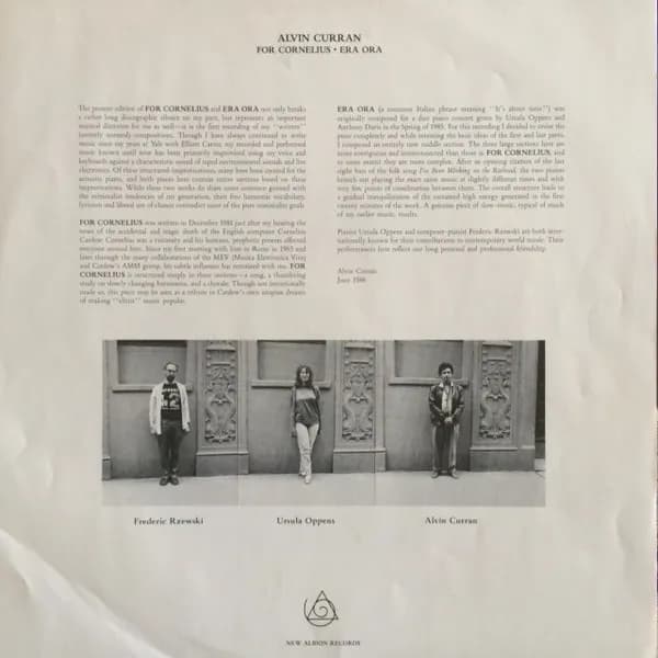 Alvin Curran - Ursula Oppens And Frederic Rzewski — For Cornelius / Era Ora