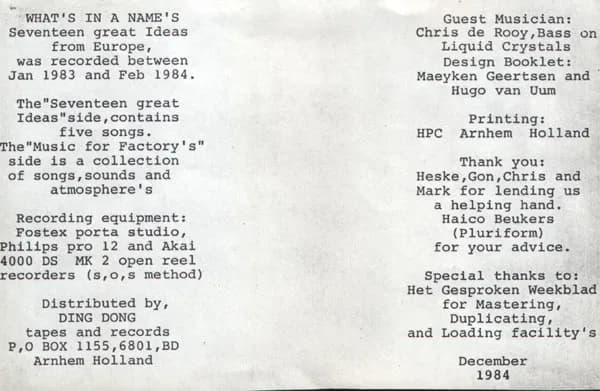 What's In A Name — Music For Bridges, Factories And Other Iron Works / 70 Great Ideas From Europe