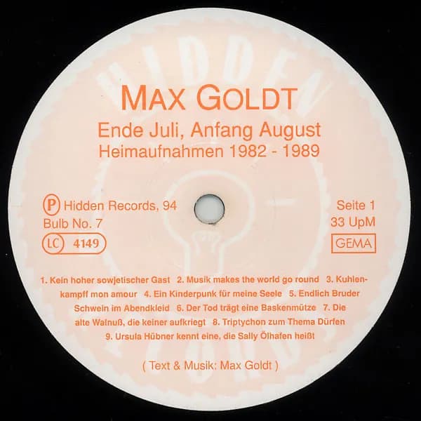 Max Goldt — Ende Juli, Anfang August