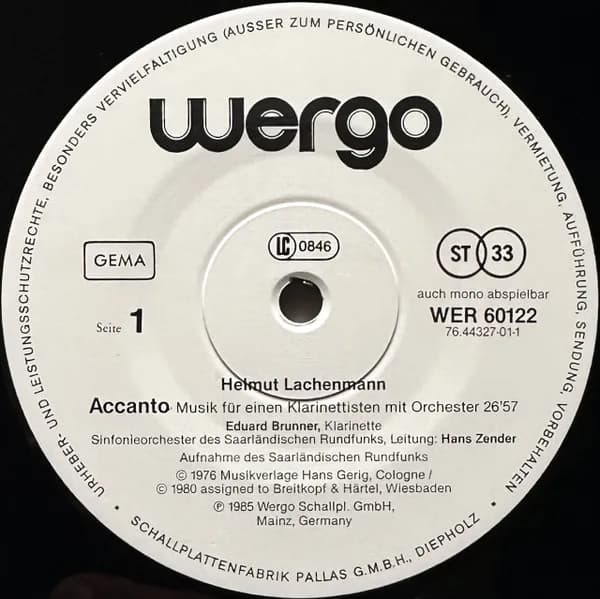 Helmut Lachenmann — Accanto / Consolation I / Kontrakadenz