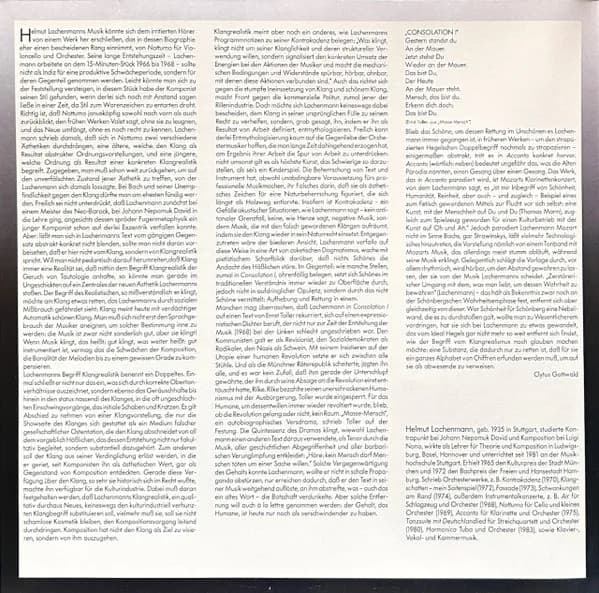 Helmut Lachenmann — Accanto / Consolation I / Kontrakadenz