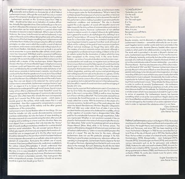 Helmut Lachenmann — Accanto / Consolation I / Kontrakadenz