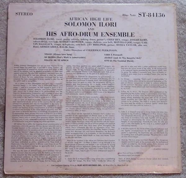 Solomon Ilori & His Afro-Drum Ensemble — African High Life