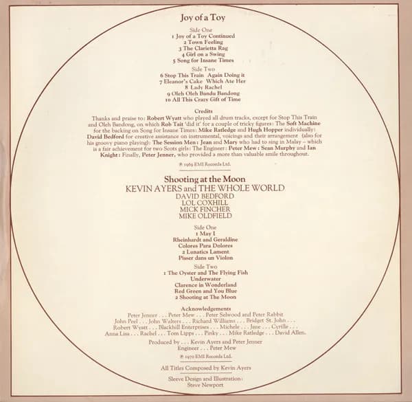 Kevin Ayers Featuring Mike Oldfield & David Bedford — The Joy Of A Toy / Shooting At The Moon