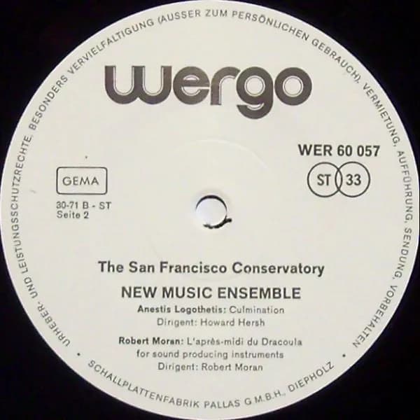 The San Francisco Conservatory New Music Ensemble — Cage - Rush - Logothetis - Moran