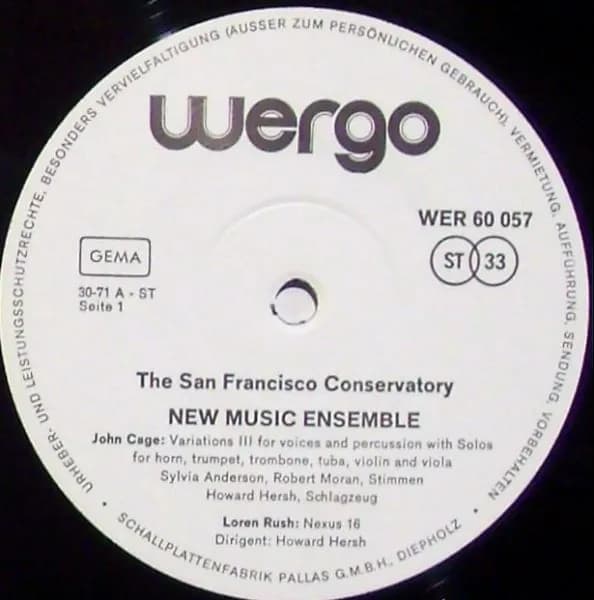 The San Francisco Conservatory New Music Ensemble — Cage - Rush - Logothetis - Moran