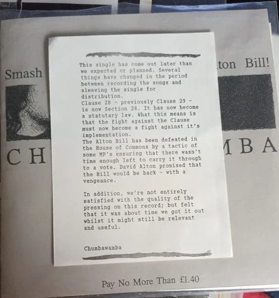 Chumbawamba — Smash Clause 28! / Fight The Alton Bill!