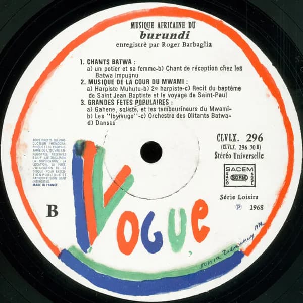 Roger Barbaglia — Musique Africaine Du Burundi (Les Troubadours Des Hauts-Plateaux)
