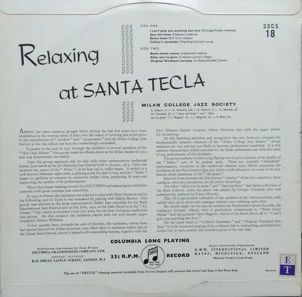 Milan College Jazz Society — Relaxing At Santa Tecla