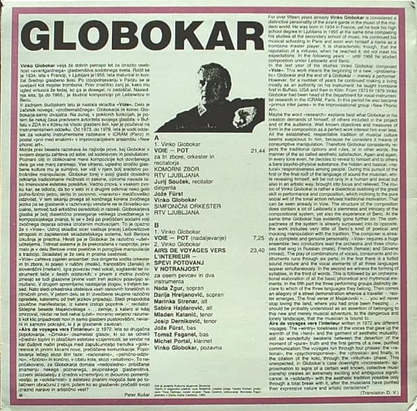 Vinko Globokar — Airs De Voyages Vers L'Interieur / Voie