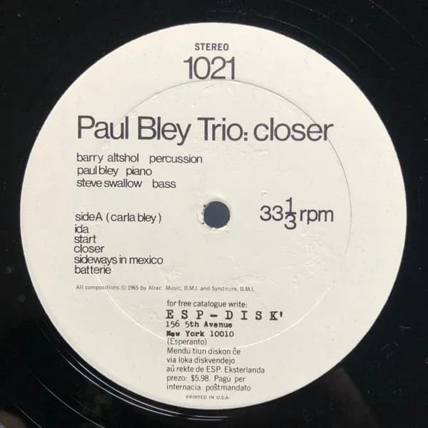 Paul Bley Trio — Closer