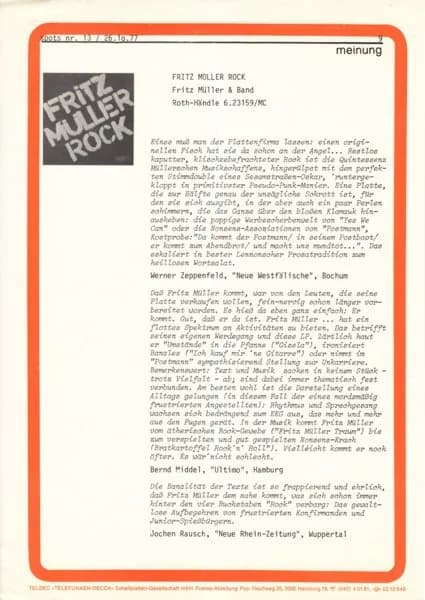 Fritz Müller — Fritz Müller Rock