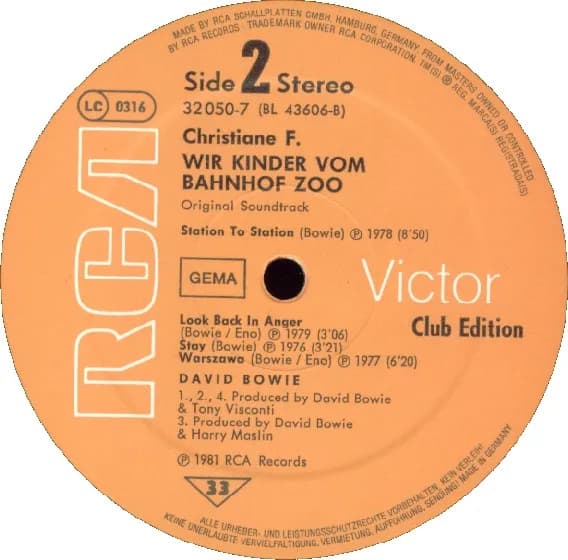 David Bowie — Christiane F. Wir Kinder Vom Bahnhof Zoo (Original Soundtrack)
