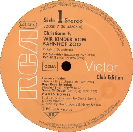 David Bowie — Christiane F. Wir Kinder Vom Bahnhof Zoo (Original Soundtrack)