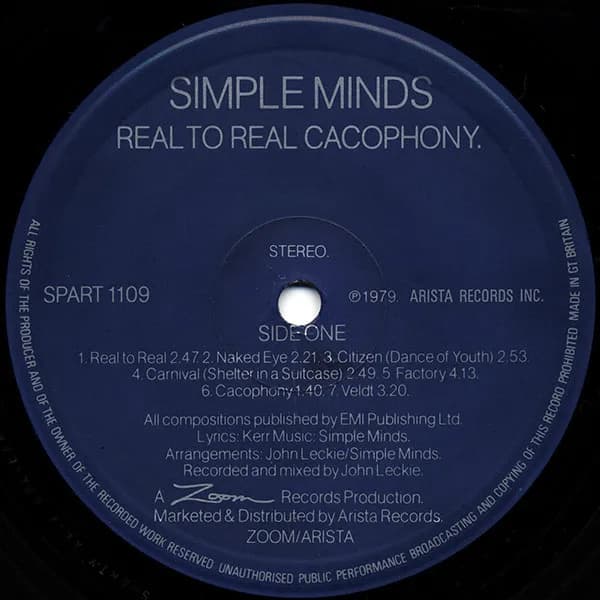 Simple Minds — Real To Real Cacophony.