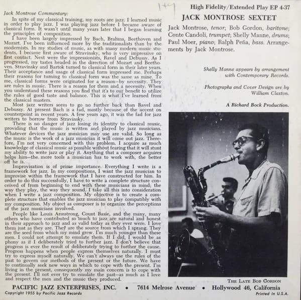 Jack Montrose Sextet — Jack Montrose Sextet featuring Bob Gordon