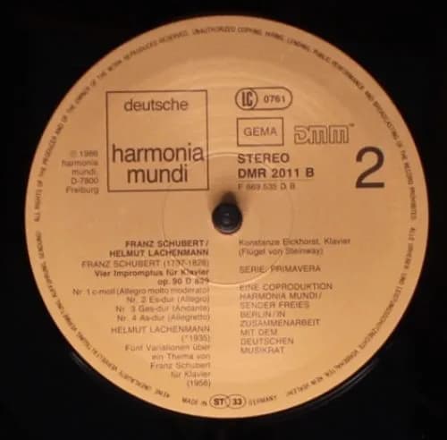 Franz Schubert, Helmut Lachenmann, Konstanze Eickhorst — Sonate D 958 - Vier Inpromptus op. 90 - Fünf Variationen über ein Thema von Schubert