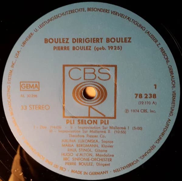 Pierre Boulez — Boulez Dirigiert Boulez: Pli Selon Pli / Le Marteau Sans Maitre / Livre Pour Cordes