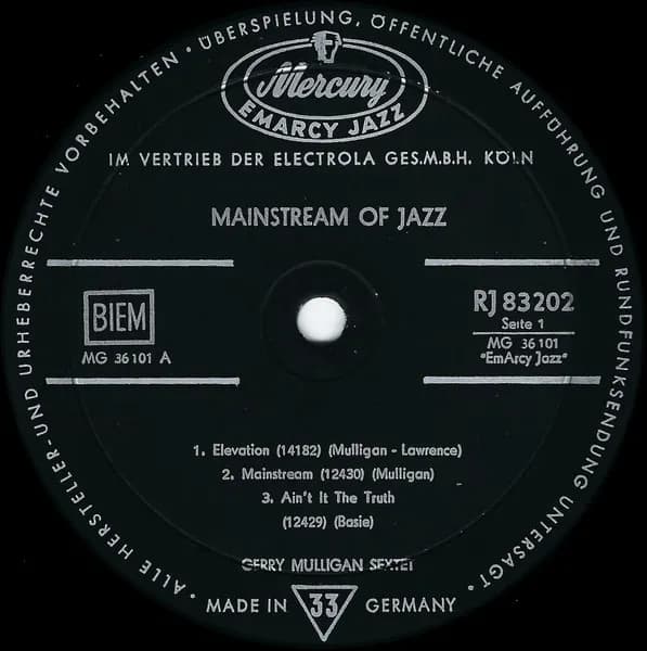 Gerry Mulligan And His Sextet — Mainstream Of Jazz
