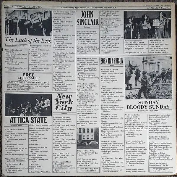 John Lennon & Yoko Ono / The Plastic Ono Band — Some Time In New York City