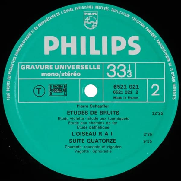 Pierre Schaeffer — Étude Aux Objets - Étude Aux Allures - Étude Aux Sons Animés - Étude De Bruits - L'oiseau RAI - Suite Quatorze