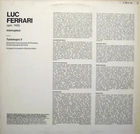 Luc Ferrari — Interrupteur / Tautologos 3
