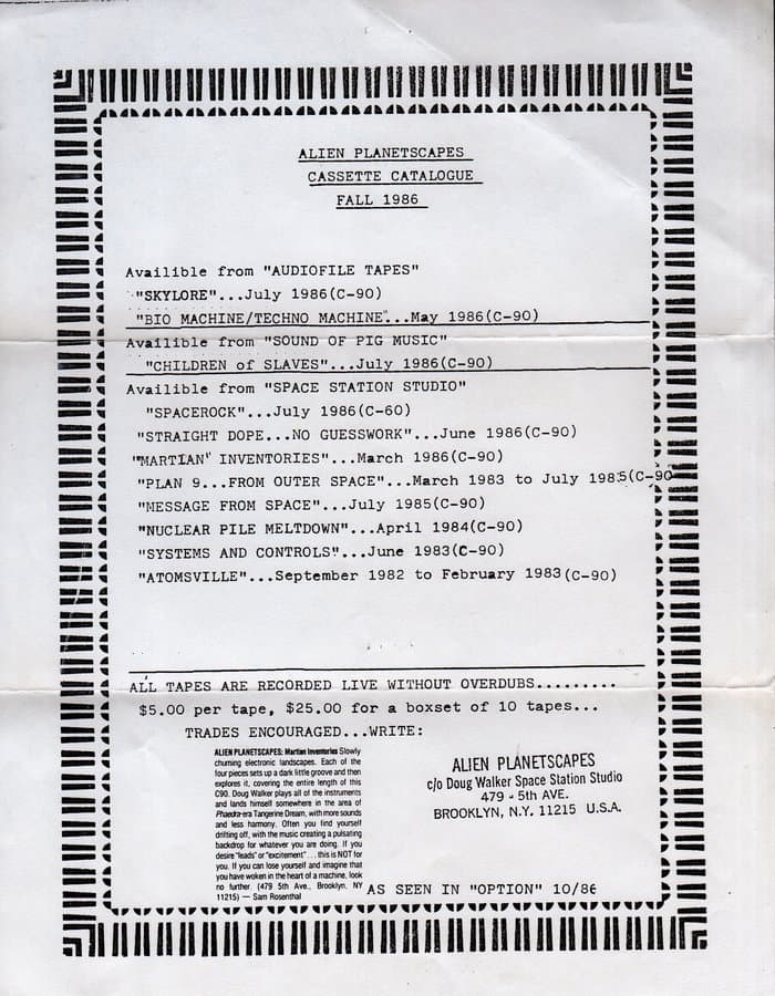 Alien Planetscape Cassette Catalogue 1986 and ASTRO News