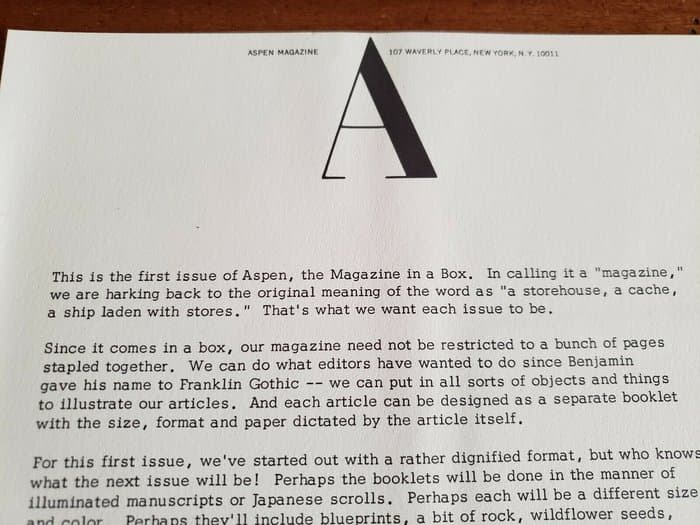 Aspen Magazine No.1 (Vol. 1, No. 1: Two Sides Of Jazz)