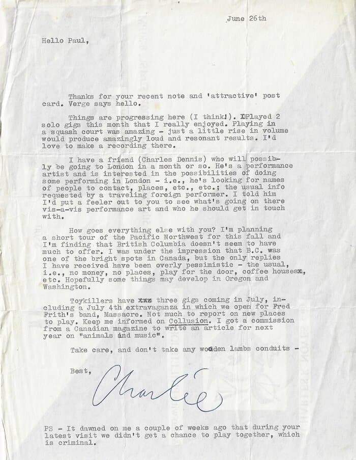 Letters to Paul Burwell 1979
