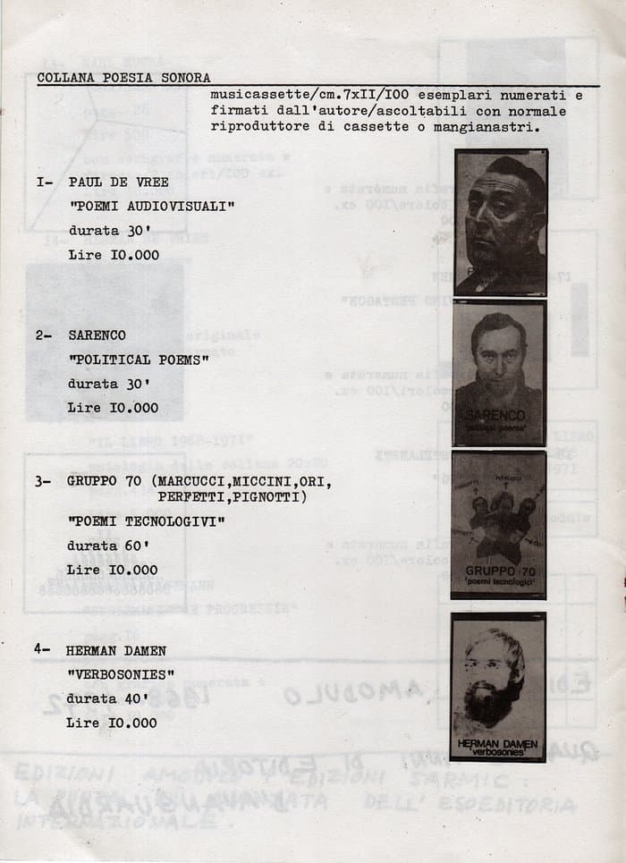 Edizione Amadulo Catalogue / Overview 1968-72