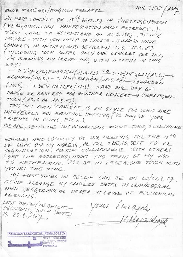 Letter To Magisch Theater