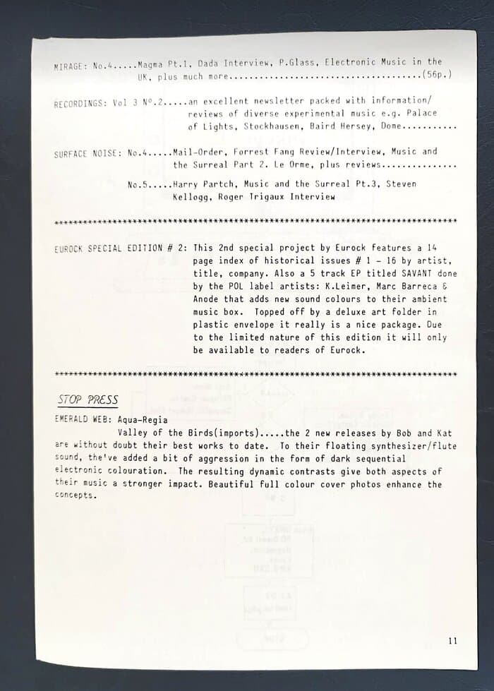 selected Mirage Distribution and Label Catalogues 1981-1985