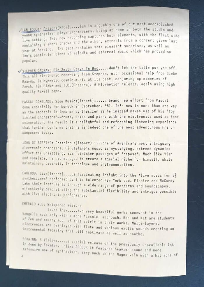 selected Mirage Distribution and Label Catalogues 1981-1985