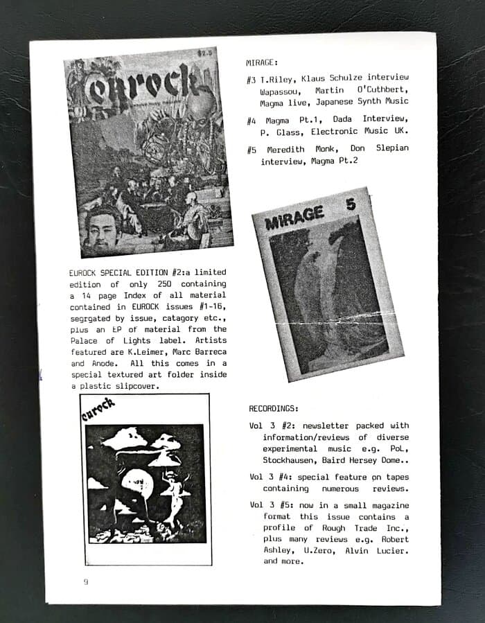 selected Mirage Distribution and Label Catalogues 1981-1985