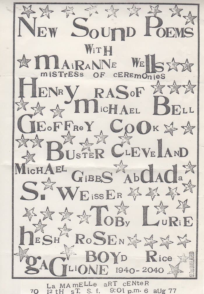 Sound Poetry Festival 6 August 1977