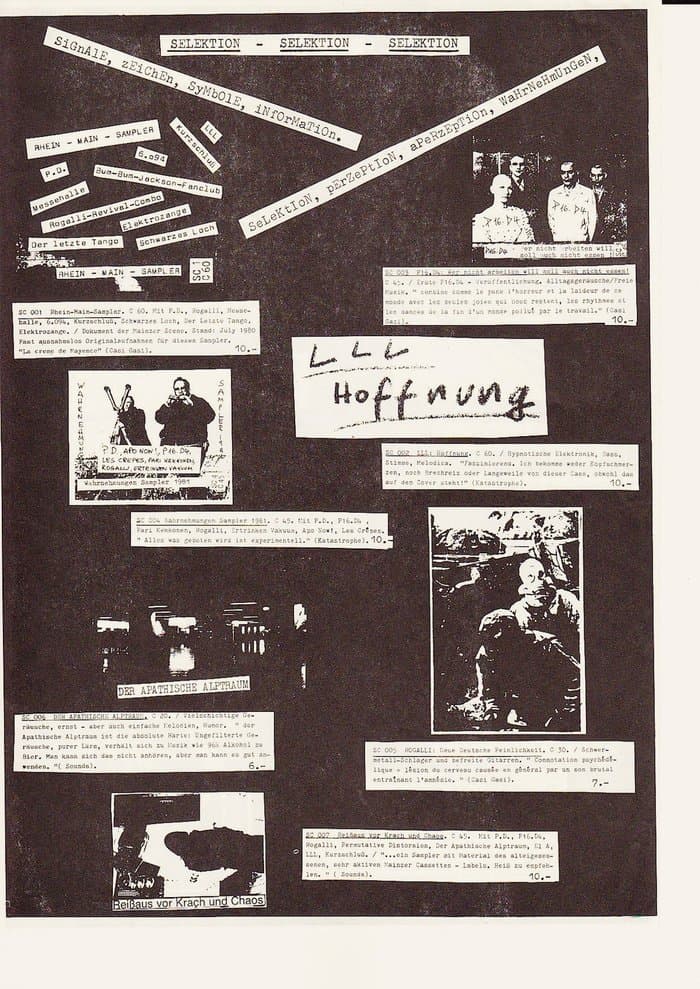 Early Label-Overviews Inch Wahrnehmungen, letter to Haufen