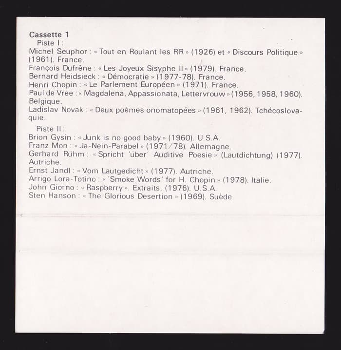 Poésie Sonore Internationale 1 & 2