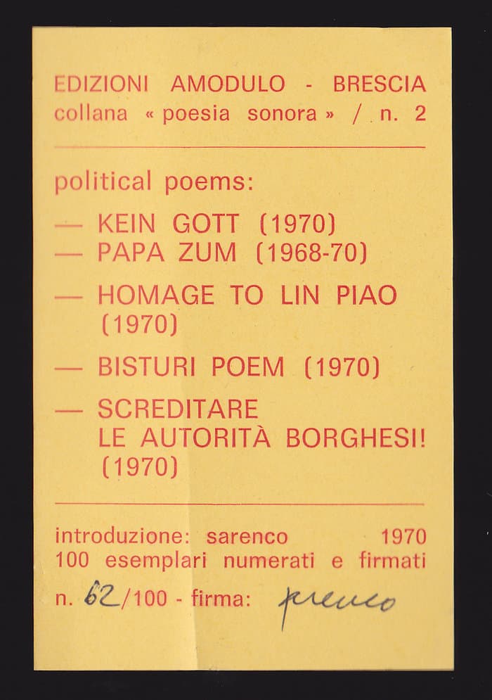 political poems. Brescia collana