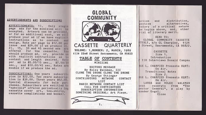 The global community cassette quarterly Volume 1 Number 2
