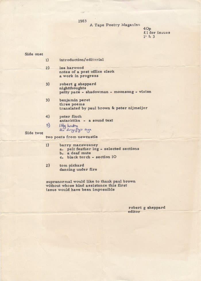 1983 - A Tape Poetry Magazine No. One